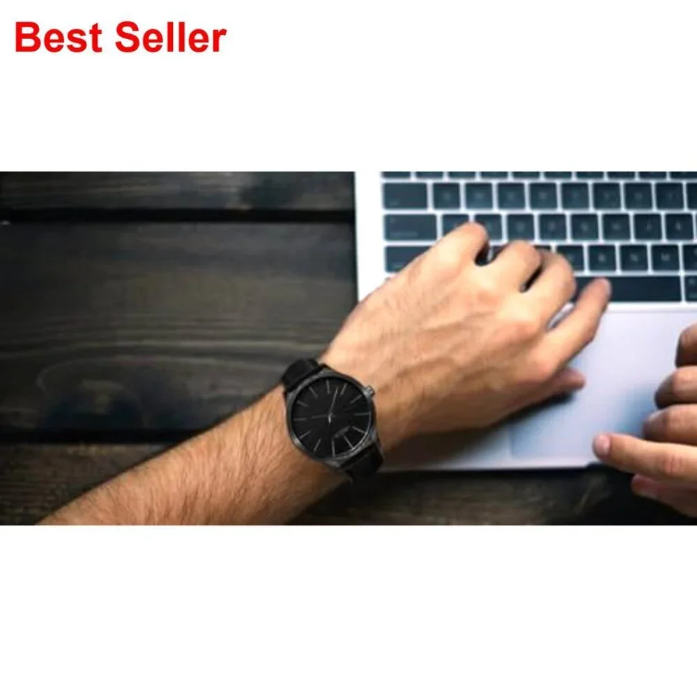 Ultra-Thin Minimalist Waterproof Dress Watch with Leather Band